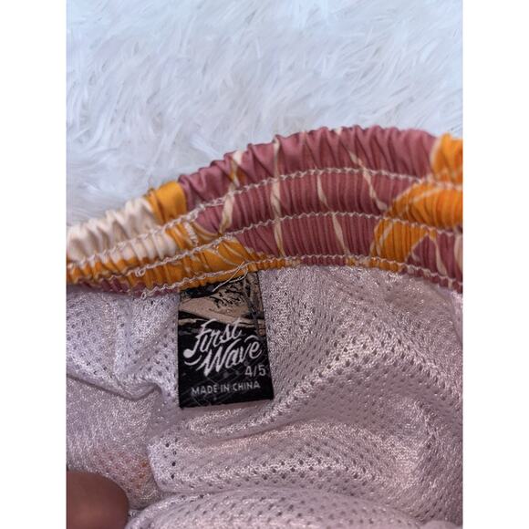 First Wave boys sz. 4/5 grapefruit design swim trunks. Adorable, grt. shape - Picture 3 of 5